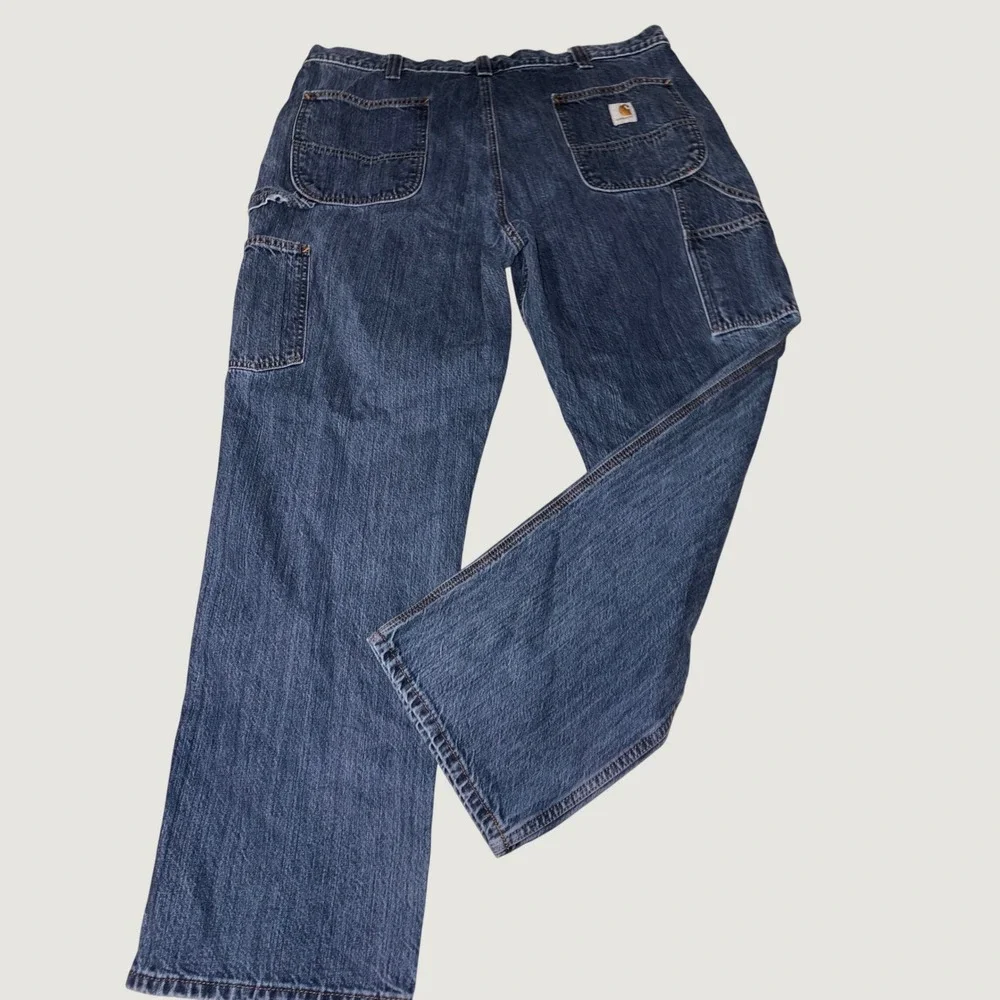Carhartt Mens Loose Fit Carpenter Jeans Dark Wash Denim Work Pants Blue 40x32